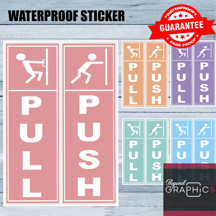 BG Push Pull Door Pastel Version Sticker Sign l Door Sign l Waterproof ...
