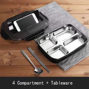 Portable 304 Stainless Steel Bento Box Lunch Box Leakproof Microwave Heating Food Container TablewarStainless Steel Bento Box Portable 304 Lunch Box Leakproof Microwave Heating Food