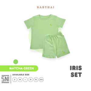 BABY HAI Iris Set - Setelan Oblong Baju Pendek Celana Pendek - Seri Hijau