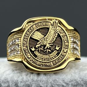 Pure Stainless Steel Solid Eagles Ring with Shinny Rhinestone Size 6-13