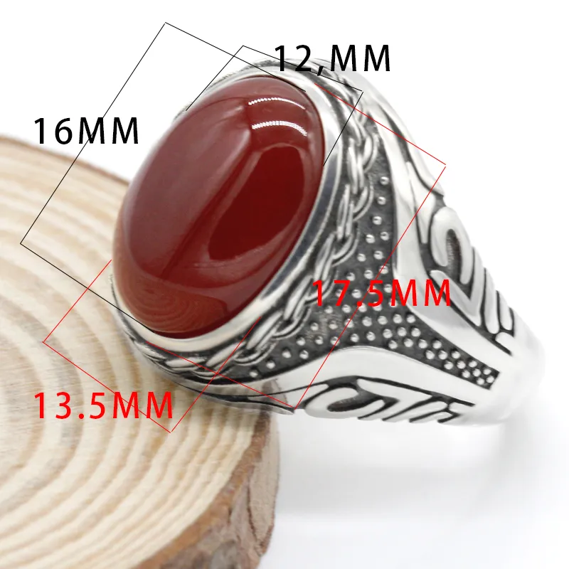 S 925 Sterling Silver Men's Ring Original Natural Aqeeq Stone