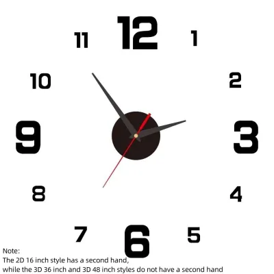 【Ready Stock&COD】DIVATEN Modern Design Large Wall Clock 3D DIY Acrylic Home Silent Clock Frameless Night light Arrows Decal Living Room Office