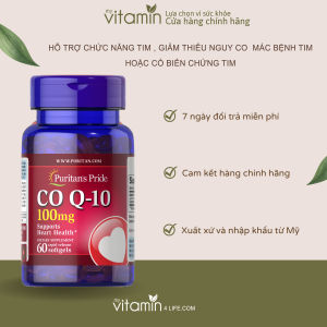 Viên uống tim mạch bổ tim giảm cholesterol Puritans pride coQ10 100mg - 60 viên