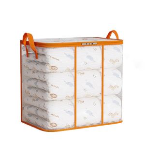 SKJK Large Capacity Foldable Storage Bag Transparent Waterproof Clothes Storage Box Breathable Dust-proof Closet Organizer Home