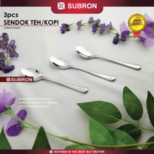 SUBRON 3Pcs Sendok Garpu Makan Buah Dessert Teh/Kopi Stainless Tebal