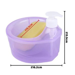 (Tempat Sabun+ Free Spons) Tempat Sabun Cair Cuci Piring Bentuk Bulat Soap Pump Dispenser 2in1 Kapasitas 1000ml + Sponge Wadah Sabunn