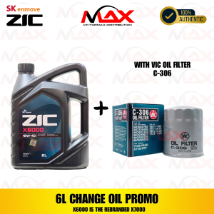 SK-ZIC 6 Liters X6000 15W-40 DSL with C-306 Vic Oil Filter Synthetic Change Oil Bundle