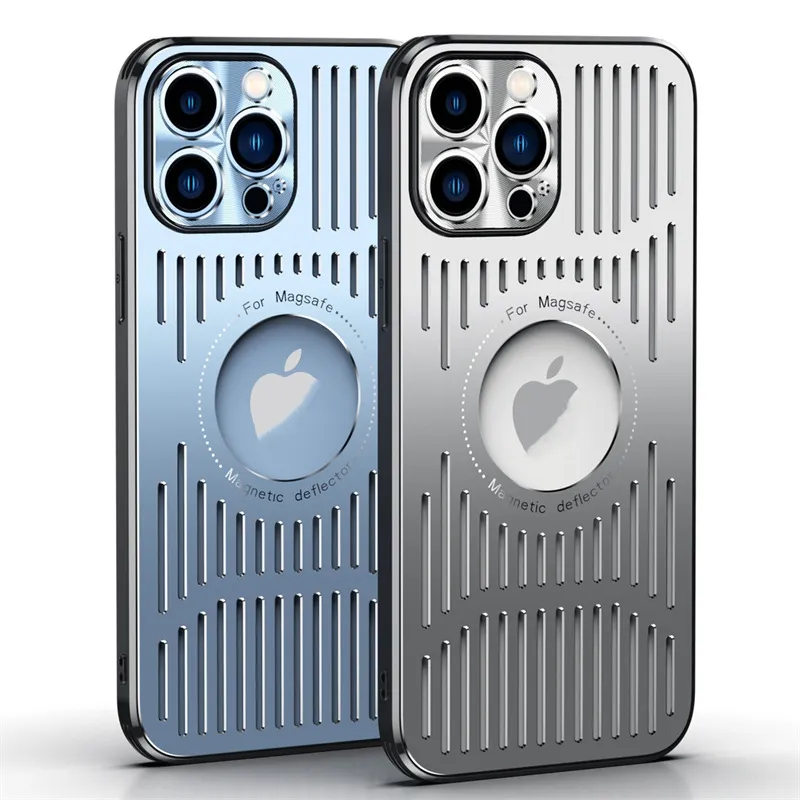 Coque IPhone En Alliage Aluminium Magnétique Magsafe - Compatible IPhone 12 à 17 Pro Max - Noire Mate Antichoc