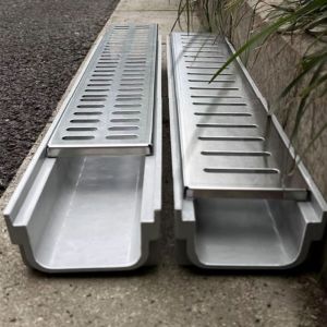 MISSUP Heavy Duty Drainage Gutter Single Row Grate Resin Linear Drain Outdoor U-shaped Groove Finished Drainage Ditch Kitchen Balcony Courtyard