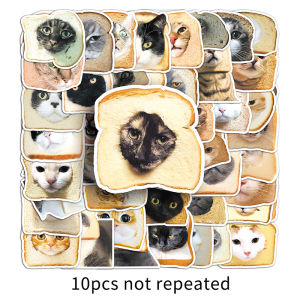 50PCS Funny bread cat head fun stickers waterproof decorative glue can be independently cut high definition printing
