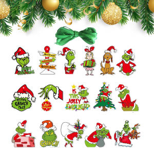 Welcomehome Grinch Pendant Hanging Ornament Christmas Tree Hanging Ornament 32pcs for Yard Porch for Wall Window Indoors Home Decor
