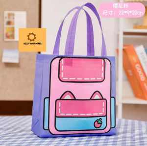 KW Non-woven Fabric Tote Bag Schoolbag Pattern Large Capacity Vibrant Colors Durable and Strong