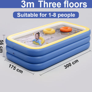 【2024 NEW】Inflatable Swimming Pool 3M/2.1M/1.5M/1.2M With Electric Air Pump Three Layer For Family/Kids PVC Swimming Pool Summer Outdoor Baby Pool Big Pool