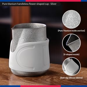 BINCOO Titanium Latte Cup Milk Pitcher Pointed Spout with Scale Espresso Milk Frothing Cup Professional Latte Art Pitcher 400ML