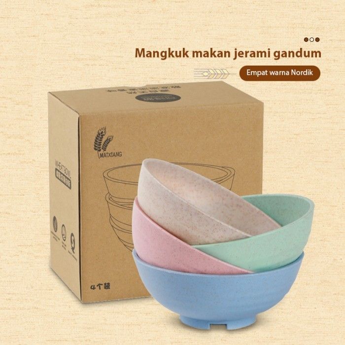 Mangkok Wheat Straw Mangkuk Makan Bowl Set Pcs Warna Warni Lazada Indonesia