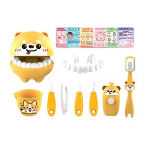 TFHDFHRG Montessori Dental Pretend Play Set Early Learning Educational Doctor Kit For Kids Teeth Model Cartoon Animal Design Dental Simulation Toy Set Toddlers
