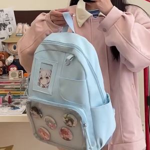 Japanese Style Double Shoulder itabag Junior High School College Student Backpack Travel Backpack Large Capacity High Aesthetic Value Transparent Backpack  #1527