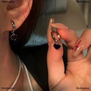 [COD] Modingdue Fashion Retro Black Color Geometric Heart-shaped Earrings For Women Girls Fashion Hollow Heart Hoop Earrings Jewelry Accessories