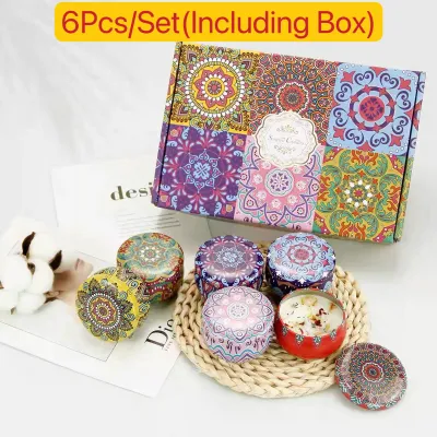🇸🇬🔥SG STOCK🔥4Pcs /Set Present Set Dry Flower Scented Candles Household Living Room Smoked Bedroom Candle Gift Box Set