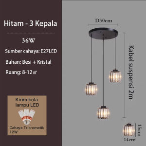 (Satu tahun jaminan）Lampu di ruang makan lampu di ruang tamu kristal LED lampu di ruang tidur lampu dekoratif di dalam lampu pendant dekoratif di atap tinggi lampu di atas meja bar lapis emas lampu 21