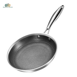 304 Stainless Steel Frying Pan With Handle Household Cookware Non-Coated for Omelette Pancake Steak [Winnereco Lifestyle]