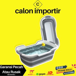 Bak Ember Mandi Bayi Baru Lahir Lipat Plastik Puku Kekinian Praktis Baby Bathtub Portable 60 x 40CM