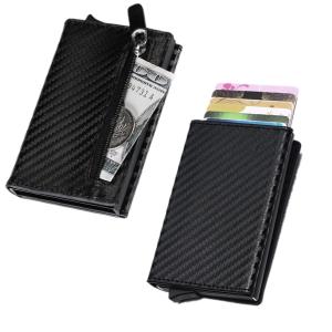 Mens Anti Theft Smart Wallet Automatic Pop-up Card Package RFID Blocking MIni Genuine Leather Card Holder Slim Front Pocket Wallet Coin Purse