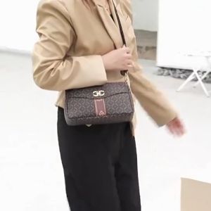[BUY 1 TAKE 1] Women PU Leather Monogram Print Crossbody Bag + Quilted Wristlet Pouch Set Local Shipping Casual Ladies Bag