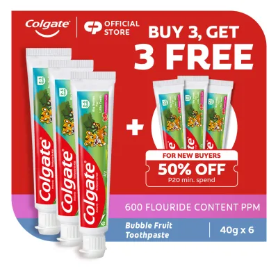 [BUY 3 FREE 3] Colgate Anti-Cavity Kids (2-5 Years) Toothpaste Tiger Strawberry Flavour 40g Value Pack of 6