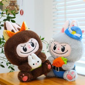 TESDFD Búp bê thỏ nhỏ Búp bê nhồi bông Labubu Bông PP Bông xốp Đồ chơi nhồi bông Labubu Time Gối ném sofa Trang trí Búp bê thỏ Labubu Quà Giáng Sinh