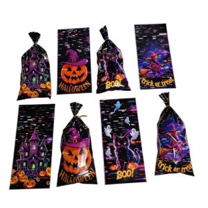 HCHC MALL 50pcs Dễ thương Túi kẹo Halloween Tinh tế Có thể tái sử dụng Túi dây rút Con nhện Đa chức năng Đồ ăn vặt Kẹo Bánh quy Túi Dành cho trẻ em