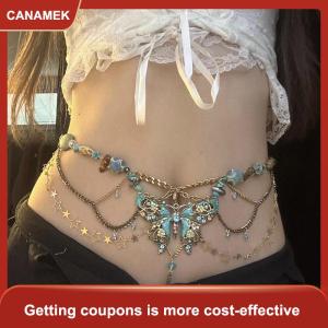 【CANAMEK】 Dainty bướm mặt dây chuyền multiayer eo Chuỗi vòng cổ cơ thể thanh lịch chuỗi bên trang sức quà tặng