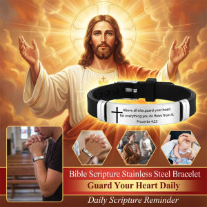 Inspirational Bible Verse Stainless Steel Bracelet/Motivational Wristband For Men Women/Christian Jewelry Gift Idea/Adjustable Bangle For Daily Wear