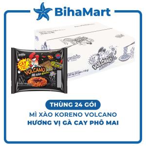 [THÙNG 24 GÓI] - PALDO - Mì xào Koreno Volcano Gà cay phô mai Mì xào khô gà cay phô mai Koreno Volcano Paldo (118g/gói)