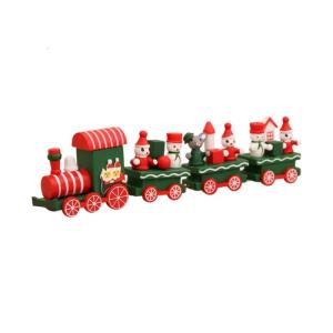 Hand Carved Wooden Holiday Train Display Toy Ornament For Seasonal Home Decoration And Decorative Kids Room Accent