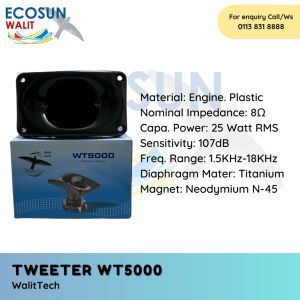 WALITTECH WT-5000 (SUARA PANGGIL/SUARA TARIK) NEODYMIUM MAGNET TWEETER TITANIUM WATERPROOF FOR SWIFTLET FARMING