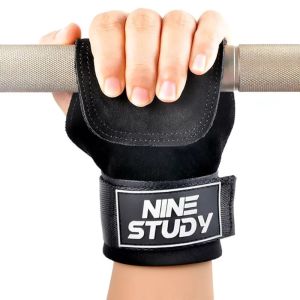 Black Cowhide Gym Gloves for Weightlifting Crossfit and Pull Up Training with Firm Grip and Comfort Fit