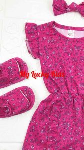 JUMPSUIT BABY JESSICA WITH SANDAL DAN BANDANA USIA 3-15 BULAN