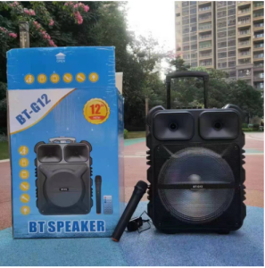 100% Actually Pic Super Bass BT Speaker 12 inch with Wireless Microphone Trolley Speaker BT-G12 FOR Party school church