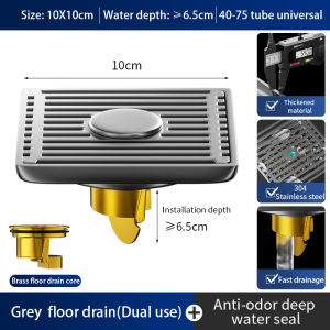 Xinkunlong Stylish And Durable Grey Floor Drain For Bathroom And Shower With Copper Core And 304 Stainless Steel