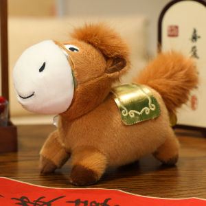 JOJO CASTLE  2026 Year of the Horse Mascot Horse Doll Plush Toy Zodiac Pony  Doll  Cartoon Horse Home Decor Year of Horse Creative Ornament Gift 马年公仔
