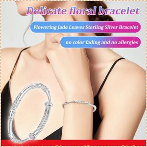 Silver Bracelet Womens Sterling Silver 9999 Young Style Hand Jewelry Flowers Pure Silver Bracelet Solid Valentines Day Gift for Girlfriend