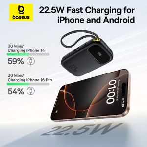 【CCC Certified】10% Smaller Upgraded Baseus Qpow3 Power Bank with 2 Built-in Cables 10000/20000mAh 22.5W/45W Digital Display 10% Smaller