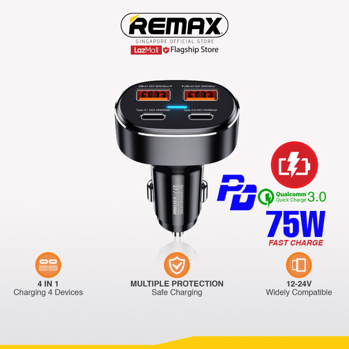 [Remax Energy] RCC329 75W Duke Series 45W/30W Fast Car Charger Adapter ...