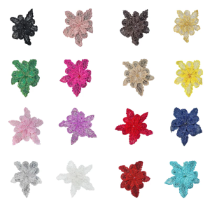 Sequined Flower Sew Patches Tulle Trimmings Applique for Wedding Dress Curtain Scarf Diy Decorations