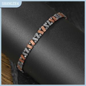 【SHANGZE4】 Hip Hop Elastic Beaded Non-fading Men Bracelet Simple Black Stone Irregular Bracelet Simple Party Jewelry Accessories