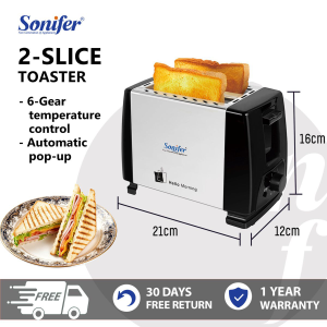Sonifer home kitchen Bread Toaster 2 slice Extra-Wide Slot Toaster 304 Stainless steel Electric Breakfast Machine Breakfast Maker Snack Maker home appliances BEST Christmas Gift