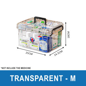 PRADO Transparent Medical Storage Box Home Organizer Box Large Capacity Compartment Bekas Ubat 透明收纳盒