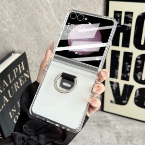 Ring Holder Matte Candy Solid Color Case for Samsung Galaxy Z Flip 7 6 5 flip7 zflip Screen Film Protector Hard Shockproof Cover