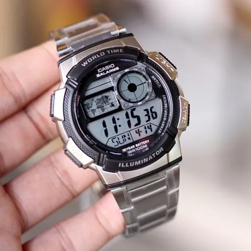 100 Original Casio Men s AE 1000WD 1A 10 Year Battery Life Multi Function Digital Silver Resin Case Stainless Steel Bracelet Watch AE1000WD AE1000WD 1A AE 1000WD 1AVDF Lazada